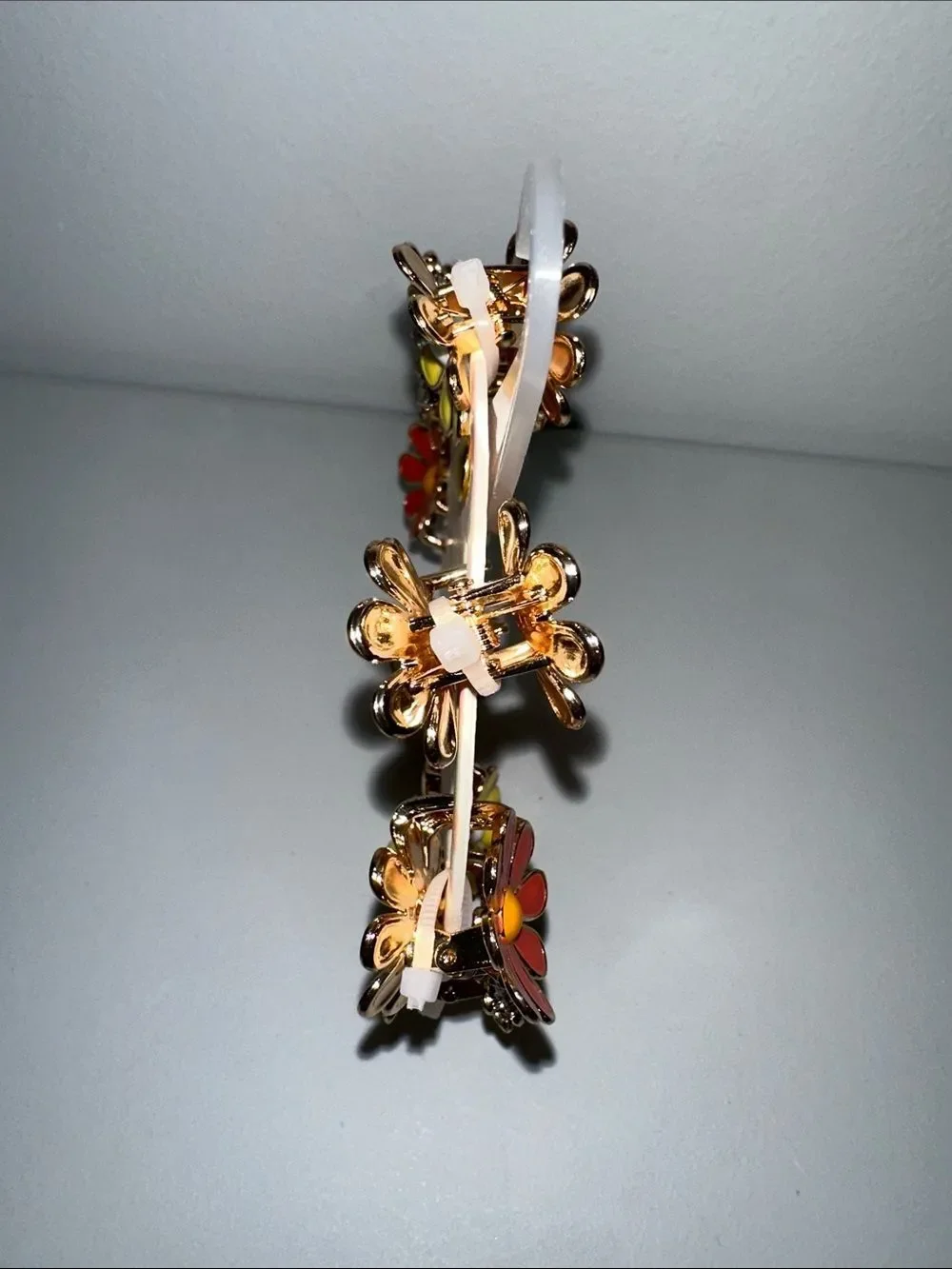piper • k Multi Gold Tone Metal Enamel Jeweled Daisy flower mini hair clips 8pc